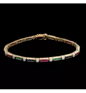 Bracelet Or jaune Saphirs Rubis