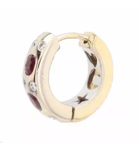 BOUCLES D'OREILLES 2 ORS RUBIS DIAMANTS