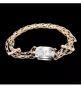 Bracelet or rose et diamants