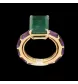 ANELLO IN ORO GIALLO SMERALDO E AMETISTA