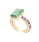 ANELLO IN ORO GIALLO SMERALDO E AMETISTA