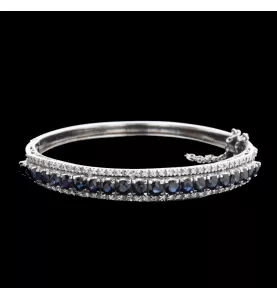 Bracelet Or gris Saphirs Diamants
