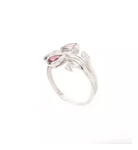 Bague fleur or gris