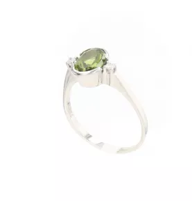 ANELLO IN ORO BIANCO PERIDOTO DIAMANTI