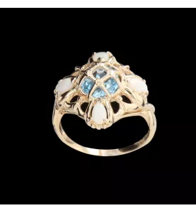Anello in oro giallo Opali e Topazio