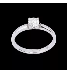 BAGUE SOLITAIRE OR GRIS 0.50 CARATS