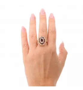 ANELLO IN ORO GIALLO E GRANATI