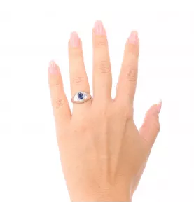 Bague or gris saphir et diamants