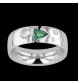 Palladium Diamonds and Emerald Ring