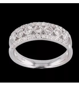 Bague Or gris diamants