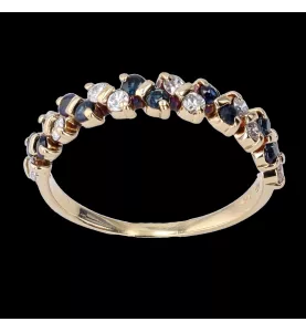 Anello in zaffiro in oro rosa e diamanti