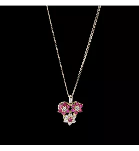 Collana Oro Giallo Rubino Diamanti