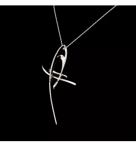 Necklace pendant cross in white gold