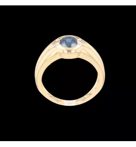 Bague or jaune saphir et diamants