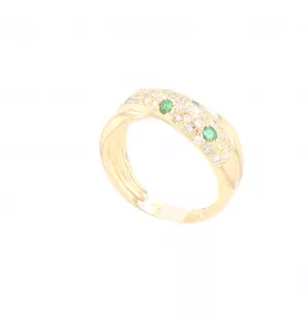 Bague or jaune émeraudes et diamants