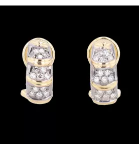 Boucles d'oreilles Or jaune et Gris Diamants