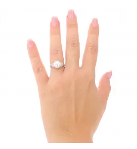 Platinum pearl ring and diamonds