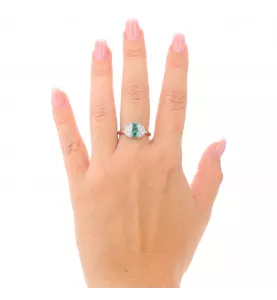 Bague platine emeraudes et diamants