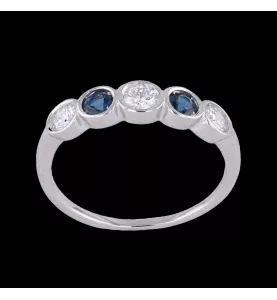 ANELLO IN ORO BIANCO DIAMANTI ZAFFIRO