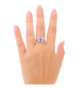 Bague Or gris Améthyste et diamants