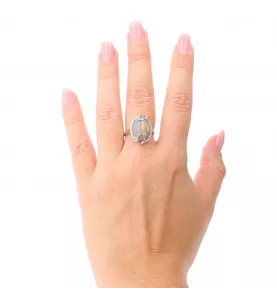 Bague opale et diamants