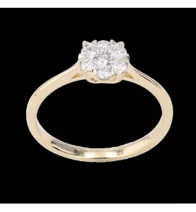 ANELLO FIORE ORO GIALLO DIAMANTI