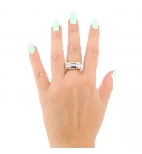 BAGUE VINTAGE 2 ORS 5 DIAMANTS