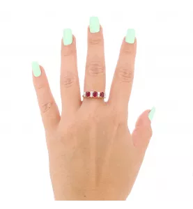 BAGUE OR ROSE DIAMANTS RUBIS