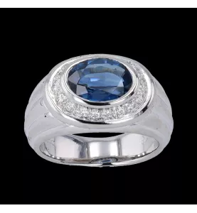 PLATINUM RING SAPPHIRE DIAMONDS
