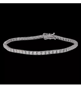 BRACELET TENNIS OR GRIS DIAMANTS 1.28 CARAT