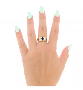 Bague or jaune saphir et diamants