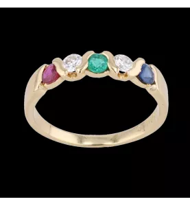Bague or jaune Rubis Saphir Emeraude