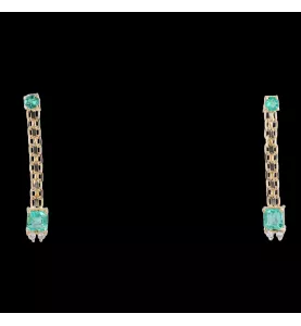 Earrings yellow gold Emerald Diamonds