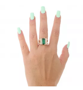 Bague or jaune Tourmaline et diamants