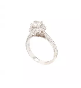 BAGUE SOLITAIRE 0.80 CARATS OR BLANC