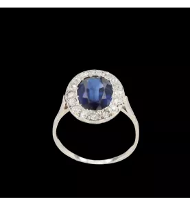 BAGUE PLATINE SAPHIR ET DIAMANTS
