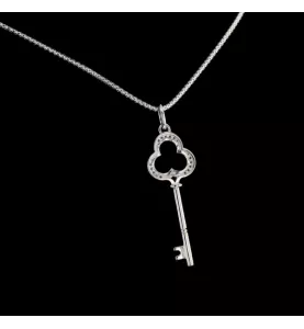 Grey Gold and Diamond Key necklace