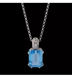 Collana e pendente in oro bianco con topazio e diamanti