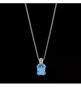 Collana e pendente in oro bianco con topazio e diamanti
