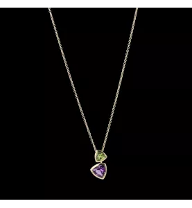 Collana in oro giallo Peridoto e ametista