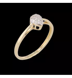 Ring aus Gelbgold mit Diamanten, Wassertropfen