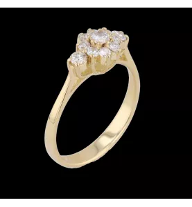 Anello con diamante in oro giallo