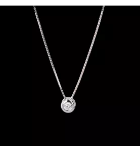 Collana con solitario di diamanti in oro bianco 0,20 carati