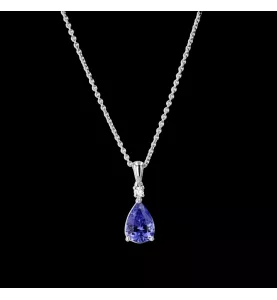 Collier Or Gris Saphir et Diamant