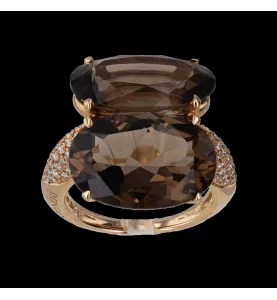 Anello Antonini in oro rosa con quarzo affumicato