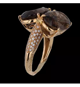 Bague Antonini or rose quartz fumés