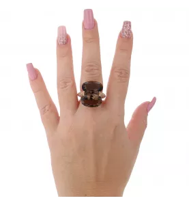 Bague Antonini or rose quartz fumés