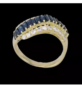 Bague or jaune saphirs et diamants