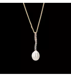 COLLANA ORO GIALLO PERLA DIAMANTI