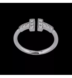 Tiffany & Co Bague T Wire Or gris Diamants